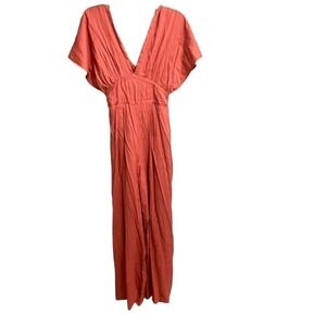 Favlux  Jumpsuit Sz Small EUC Coral Wide Leg V-Neck Style